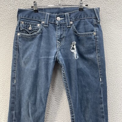 True Religion Jeans Men 30x33 Blue Skinny Flaps Pockets Basic