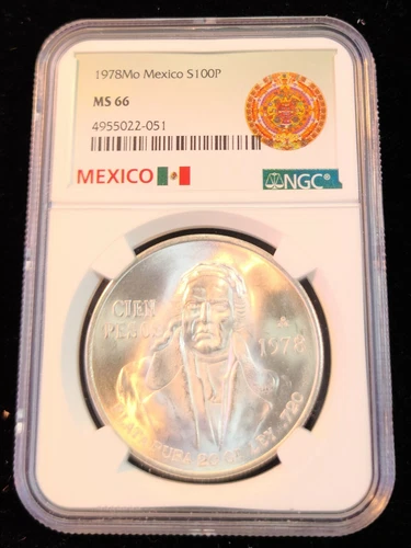 1978 MEXICO SILVER 100 PESOS S100P NGC MS 66 BLAZING GEM BU SUPER FROSTY BEAUTY