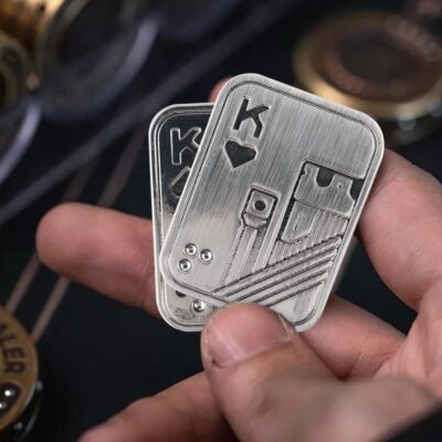 Metal Poker Push Card Magnetic Slider-Toy Fidget Decompression for Kids Adults