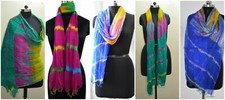20 Pieces Wholesale Lot Chiffon Scarf Art Indian Handmade Print Stole Hand Died