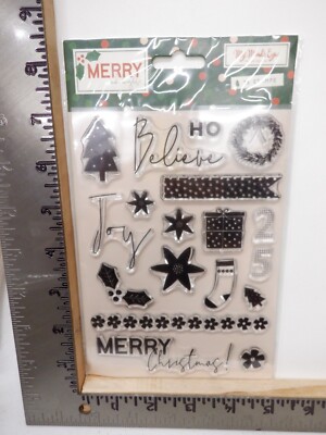 MY MIND'S EYE MERRY AND BRIGHT CLEAR ACRYLIC 18 STAMPS CHRISTMAS NEW A30673