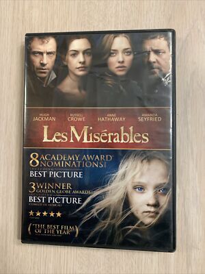 LES MISERABLES DVD 2012 PLAYS GREAT! HUGH JACKMAN 8 ACADEMY AWARD NOMINATIONS | eBay