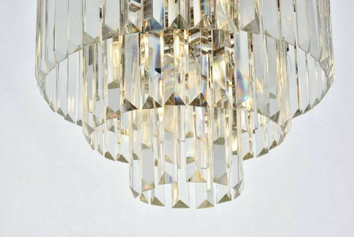 Flush Mount 9 Light Fixture Crystal and Polished Nickel Dining Room Kitchen 20" - Bild 8 von 9
