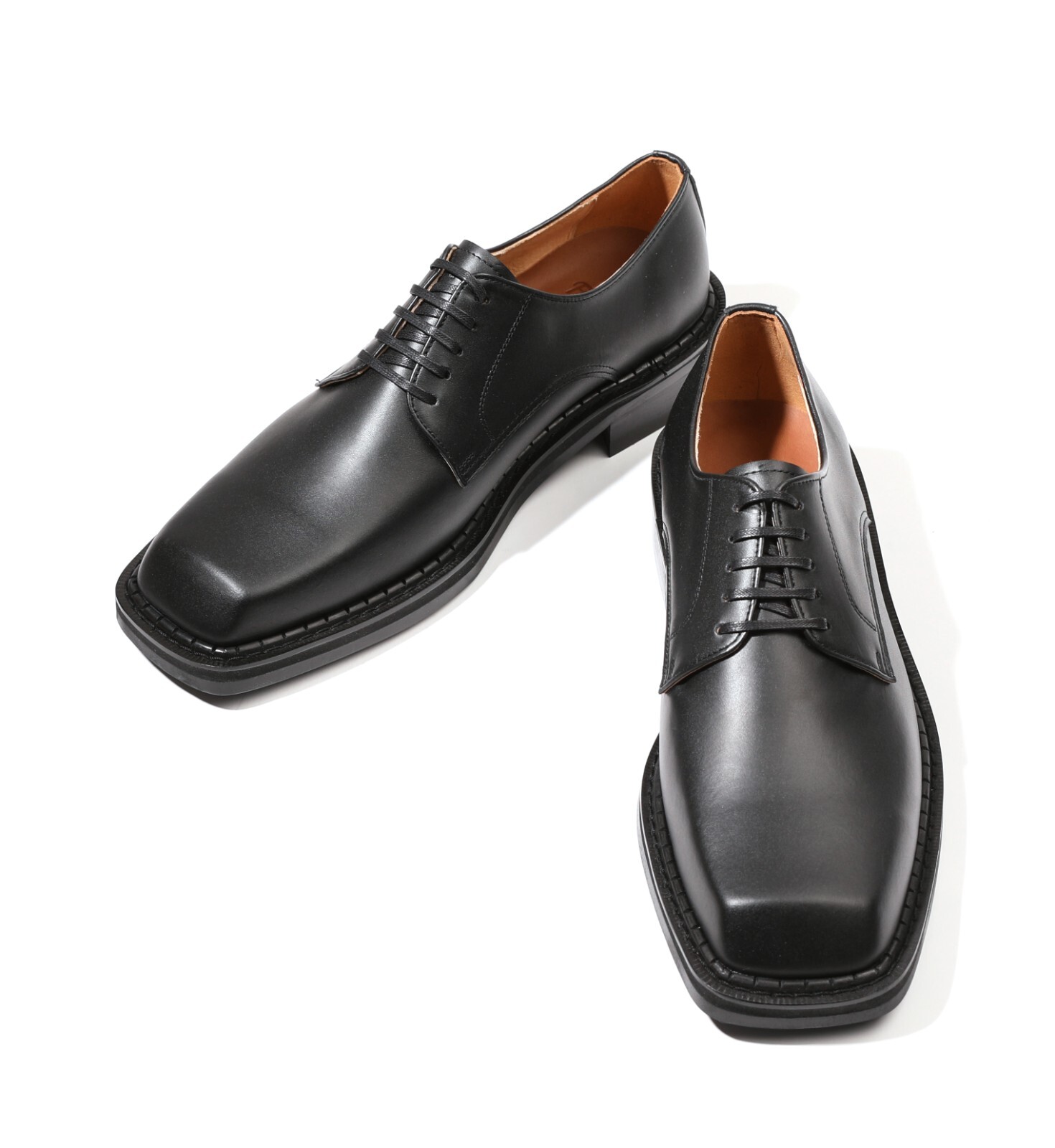 SAOLA Firenze Atelier uomo punta quadrata in pelle nera opaca Oxford Derby con suola Vibram