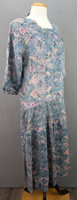 Ursula Of Switzerland Dress Elastic Paisley Square Neck Boho 100% Rayon Size M