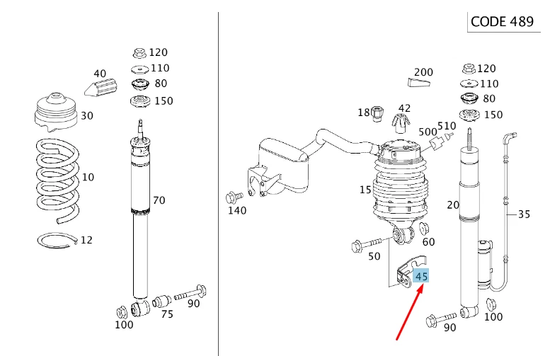 NEU MB E W211 HECK LINKE FEDERLUFTFEDERHALTERUNG A2114270341 