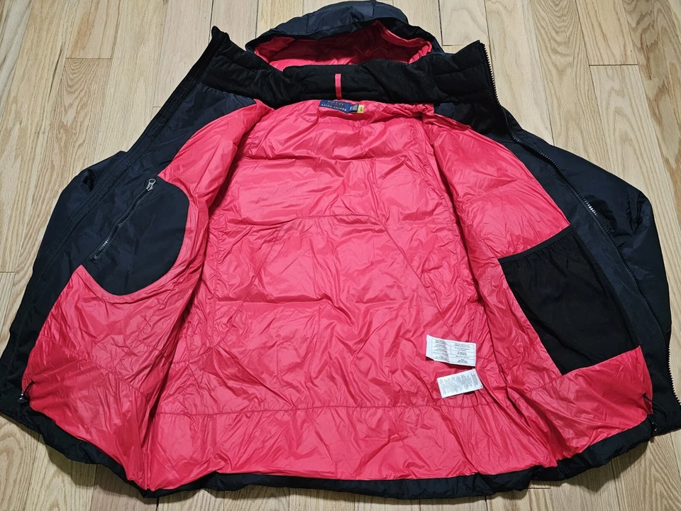 Polo Ralph Lauren мужской большой и высокий Куртка Пальто черный белый большой пони с капюшоном пуховик - Изображение 3 из 4