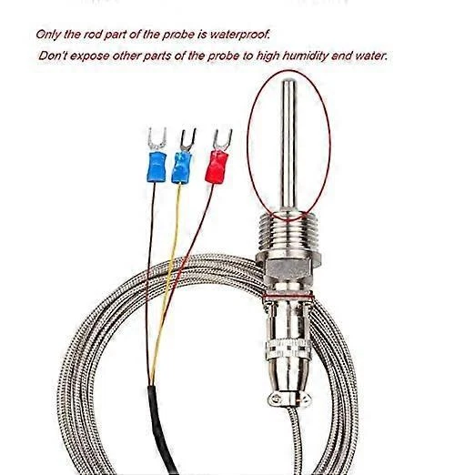 RTD Pt100 Temperature Sensor Probe 3 Wires 2M Cable Thermocouple -58~572F - Image 4 of 4