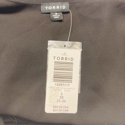 Torrid Sophie Chiffon Tonale Perline Swing Cami Flowy Taglie Forti 3 3X Nero NUOVO - Foto 6 di 8