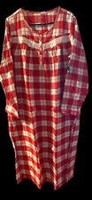 Womens Flannel Nightgown Croft & Barrow Size 1X  Red Plaid 100% Cotton NWT