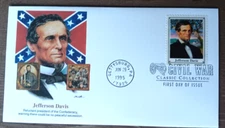 CIVIL WAR CONFEDERATE PRESIDENT JEFFERSON DAVIS 1995 FLEETWOOD CACHET FDC UNADDR