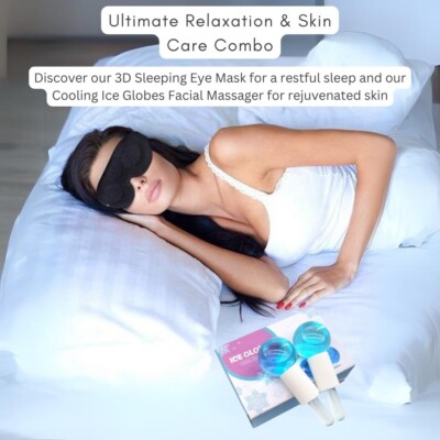 3D Sleeping Eye Mask & Cooling Ice Globes Facial Massager Tool Pack(Bulk 3 Sets)