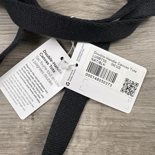 Lululemon Double Handle Canvas Tote Bag 17L Cream Snap Closure Inside Pocket - Picture 6 of 15