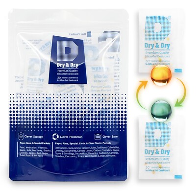 5 gram [50 Pack] Food Safe Orange Indicating Silica Gel Packets - Rechargeable