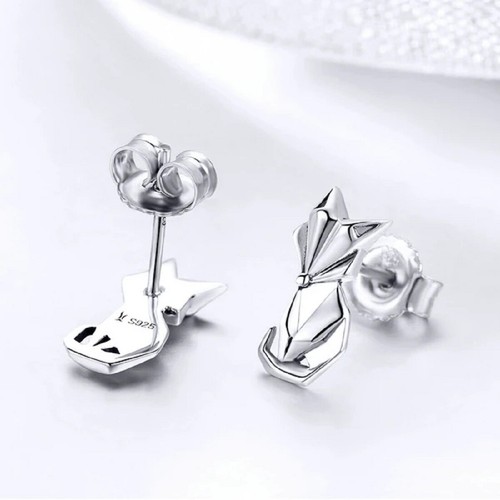 Fox Animal Stud Earrings Genuine Authentic Sterling Silver Girls Ladies Women - Picture 2 of 7