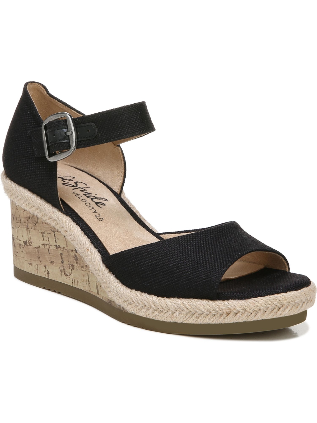 Женские черные пробковые босоножки LIFE STRIDE VELOCITY на танкетке и платформе длиной 1 метр 6290₽