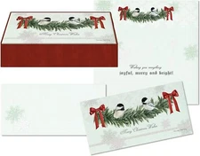 LPG PERFORMING ARTS BOXED CHRISTMAS CARDS Chickadee Mini Long Glitter