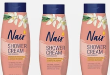 3 Pack Nair Shower Cream Hair Remover Moroccan Argan Oil Orange Blossom 13oz