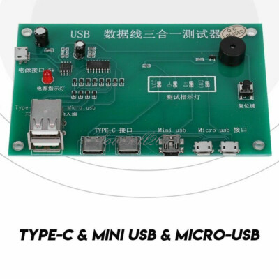 1PC Type-C/Mini USB/Micro-USB USB Cable Cord Triad Tester Board for iOS Android