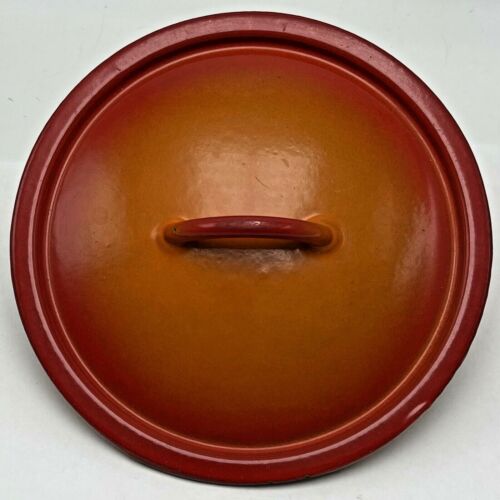 Vintage Descoware Flame Orange Emaille Gusseisen Ersatzdeckel Belgien FE 18