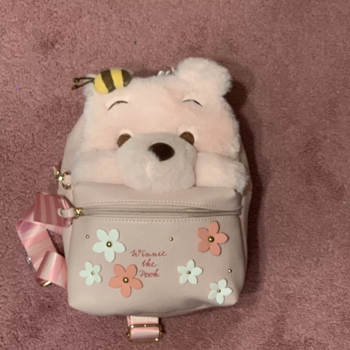 Loungefly Disney Winnie the Pooh Gong Kong Mini Backpack New with Tags Pink  Fur | eBay