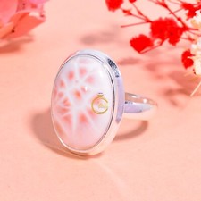 Natural Pink Larimar Ring 925 Sterling Silver Boho Rings Jewelry Gift for Her