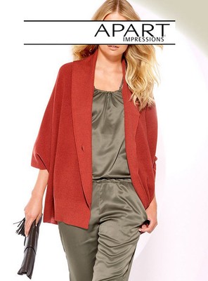 NEU LÄSSIG WEIT PONCHO STYLE STRICKJACKE SCHALKRAGEN GR 36/38 APART zimt *295222