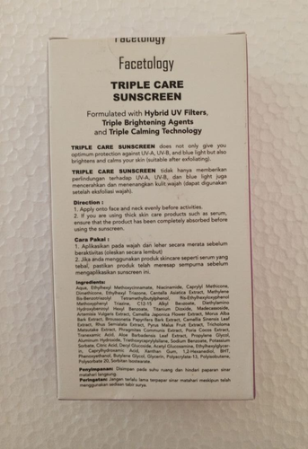 2 Pcs Facetology - Triple Care Sunscreen Hybrid Technology SPF 40 PA+++ 40ML #ND - Picture 6 of 8