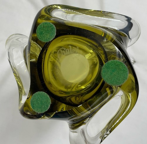 Chalet Ambra Miele Soffiato a Mano Twist Vaso Elasticizzato Canada Arte Vetro Firmato MCM Vintage - Foto 6 di 6