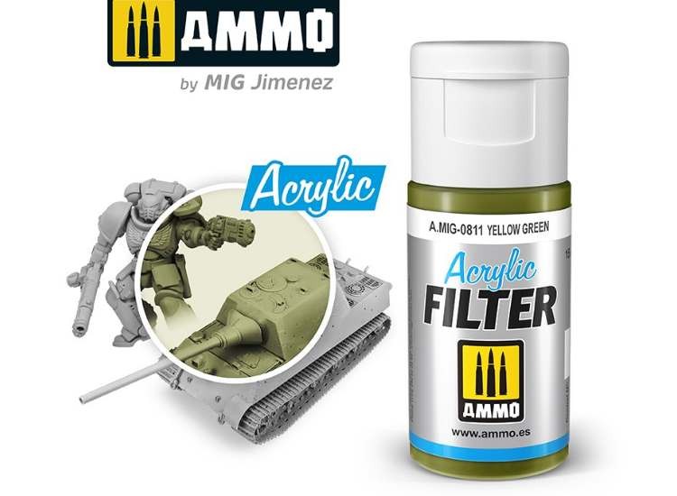 Ammo Mig A.Mig0811 15ml - Acrylic Filter - Yellow Green