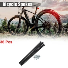 36 Pcs 14G J Bend 277mm x 2mm Bike Bicycle Spokes with Nipples Steel Black