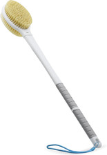 Shower Brush with Soft and Stiff Bristles,20.5 Extra Long Handle Dual-Sided Bac