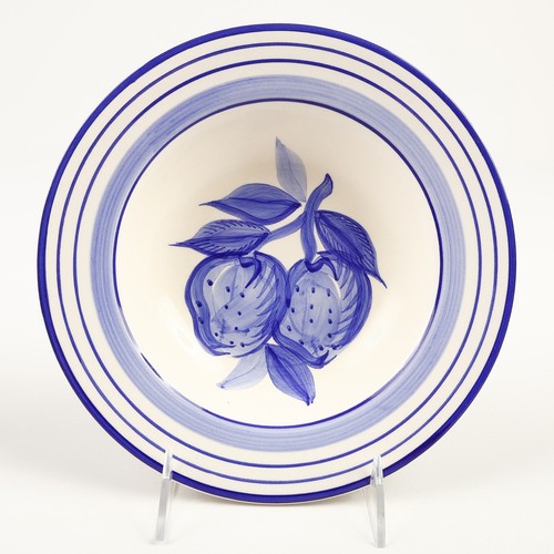 Lillian Vernon Hand Painted Ceramic 10.5" Plates & 9" Bowls Blue White Fruit - Picture 8 of 11