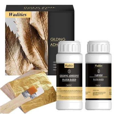 Gold Leaf Adhesive Set Varnish 100ml 100 Sheets Paint Crafting Supplies