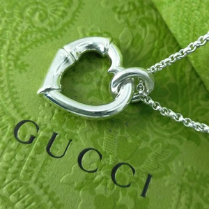 Pendentif chaîne argent os coeur bambou GUCCI accessoires mode