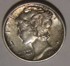 1945 D Mercury Dime 10C Cents Coin Silver, XF/AU!