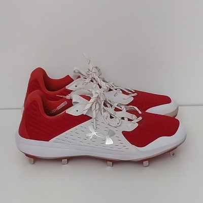 Under Armour Men Sz 16 Baseball Cleats Red / White - Metal Spikes