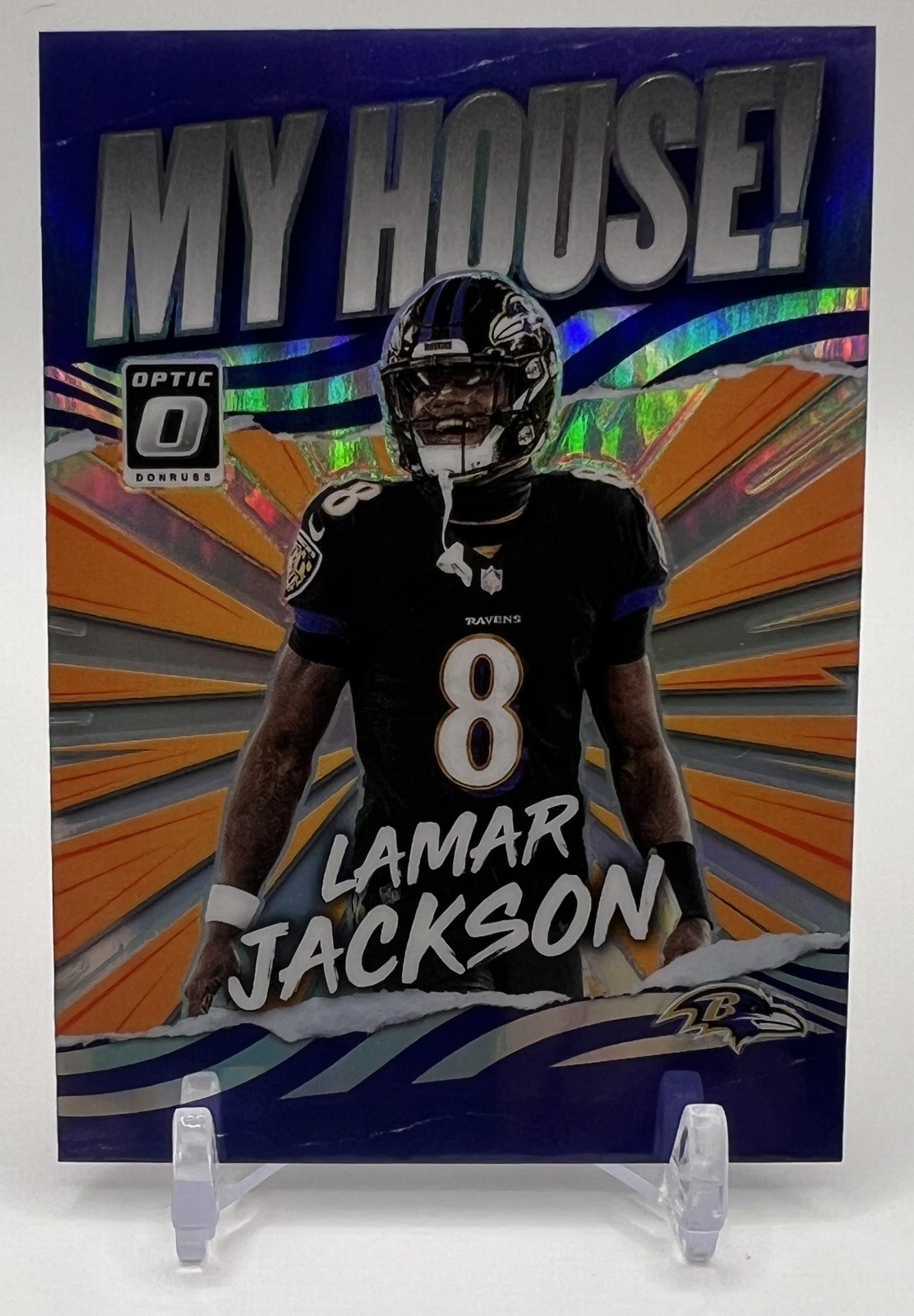 2021 Panini Donruss Optic My House! Lamar Jackson #MH-9 Holo Prizm