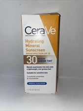 CeraVe Hydrating Mineral Sunscreen SPF 30 Medium Sheer Tint 1.7 oz  Exp 12/26