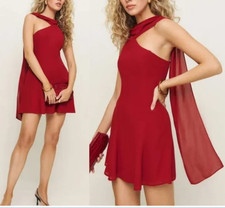 Reformation Rossi Party Evening Red One Shoulder Mini Dress UK 12 US 8