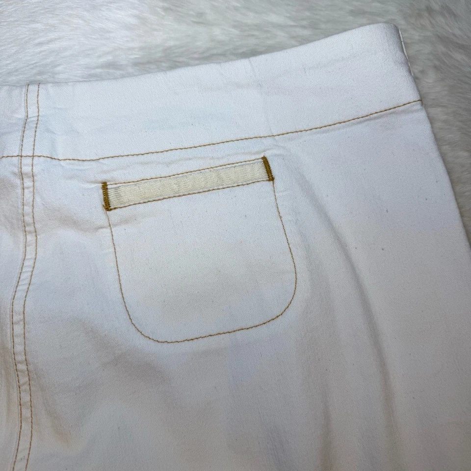 Falda midi Eileen Fisher algodón crema con detalle de bolsillo delantero talla mediana Foto 2 de 4