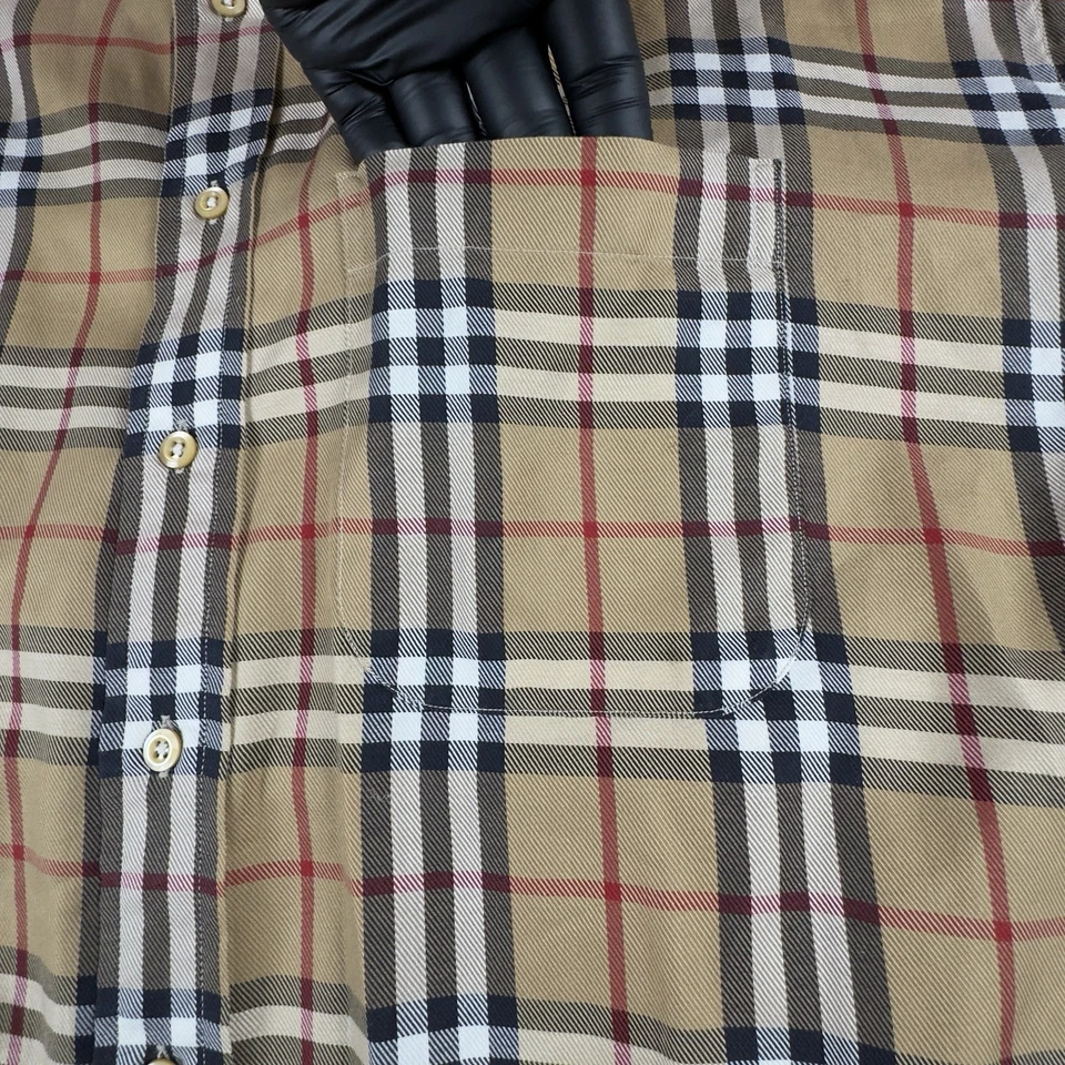Camisa De Colección Burberry London Para Hombres 2XL Beige Nova Cuadros A Cuadros Con Botones Hecha en EE. UU. Foto 4 de 4