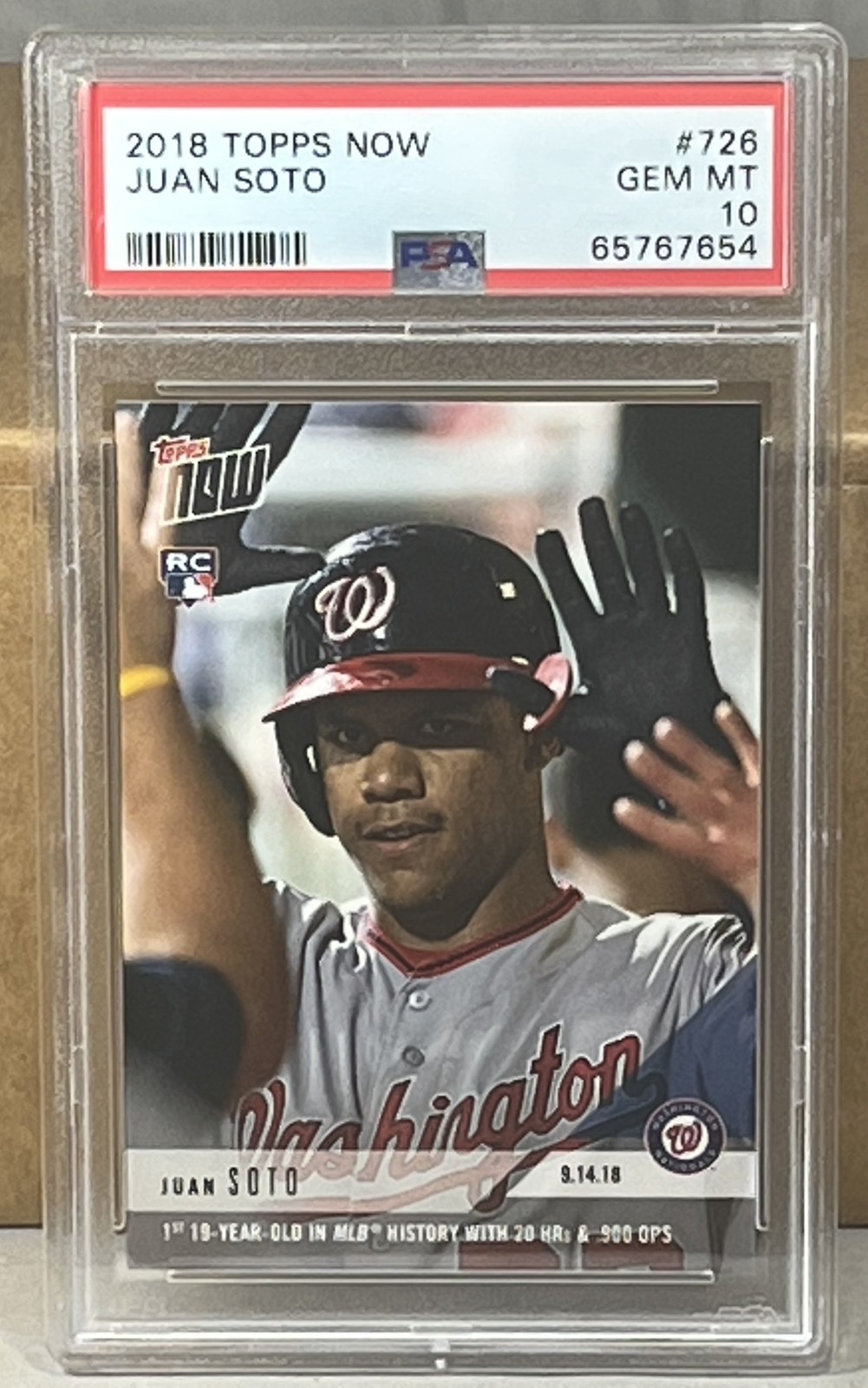 2018 TOPPS NOW #726 JUAN SOTO PSA 10 GEM MINT WASHINGTON NATIONALS ROOKIE 