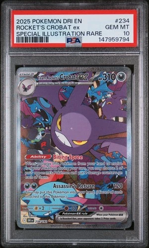 2025 POKEMON DRI EN-DESTINED RIVALS #234 TEAM ROCKET'S CROBAT EX PSA 10