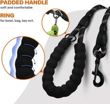 Rope Dog Leash 6 FT with Comfortable Padded Handle, Highly Reflective Threads...