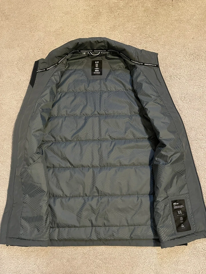 Chaleco acolchado Under Armour acolchado acolchado acolchado para hombre XXL 2XL gris Coldgear Reactor cremallera chaqueta Foto 3 de 4