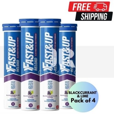 Fast&Up Reload Elektrolyt Tabletten SCHWARZE JOHANNISBEERE & LIMETTE | Für Energie - 4er Pack