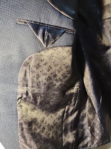 Psycho Bunny by Robert Godley Men's Blazer Size 50R Navy Blue Patterned Jacket - Picture 11 of 11