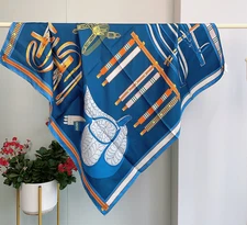 14 Momme Twill Silk 88X88cm Scarf Bandana Women Neckerchief Wrap harness Print