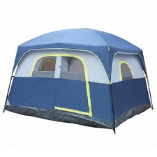 6 Person Camping Tent, Waterproof Windproof Easy Setup, 1 Door 5 Windows, Blue